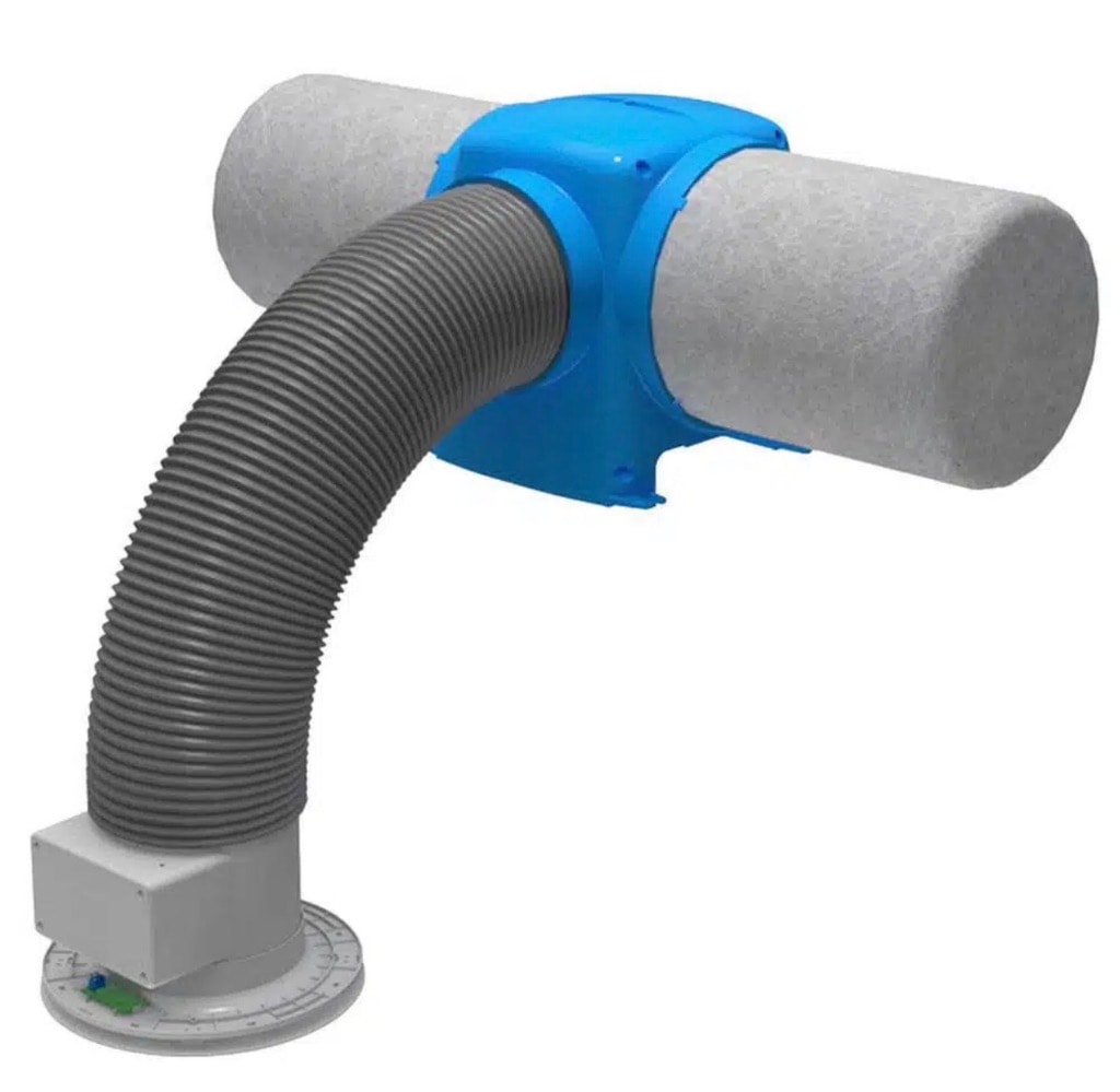 Positive Input Ventilation (PIV) unit installed in a loft space with ceiling diffuser